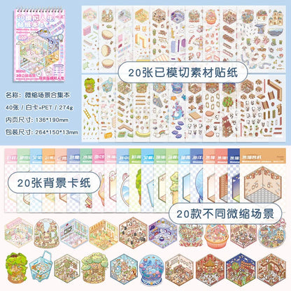 Kawaii 3D Cartoon Miniature Scene Sticker Book - Fun DIY Scrapbooking and Stacking Game Stickers for Creative Kids!