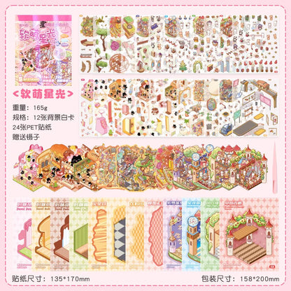 Kawaii 3D Cartoon Miniature Scene Sticker Book - Fun DIY Scrapbooking and Stacking Game Stickers for Creative Kids!