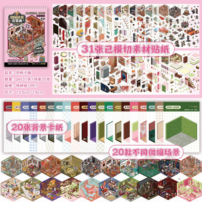 Kawaii 3D Cartoon Miniature Scene Sticker Book - Fun DIY Scrapbooking and Stacking Game Stickers for Creative Kids!