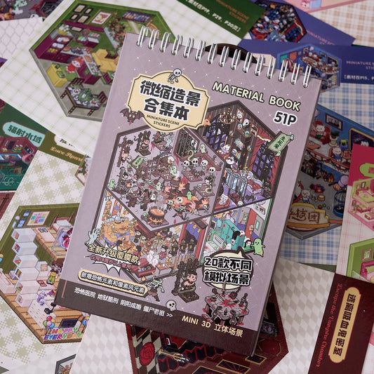 Kawaii 3D Cartoon Miniature Scene Sticker Book - Fun DIY Scrapbooking and Stacking Game Stickers for Creative Kids!
